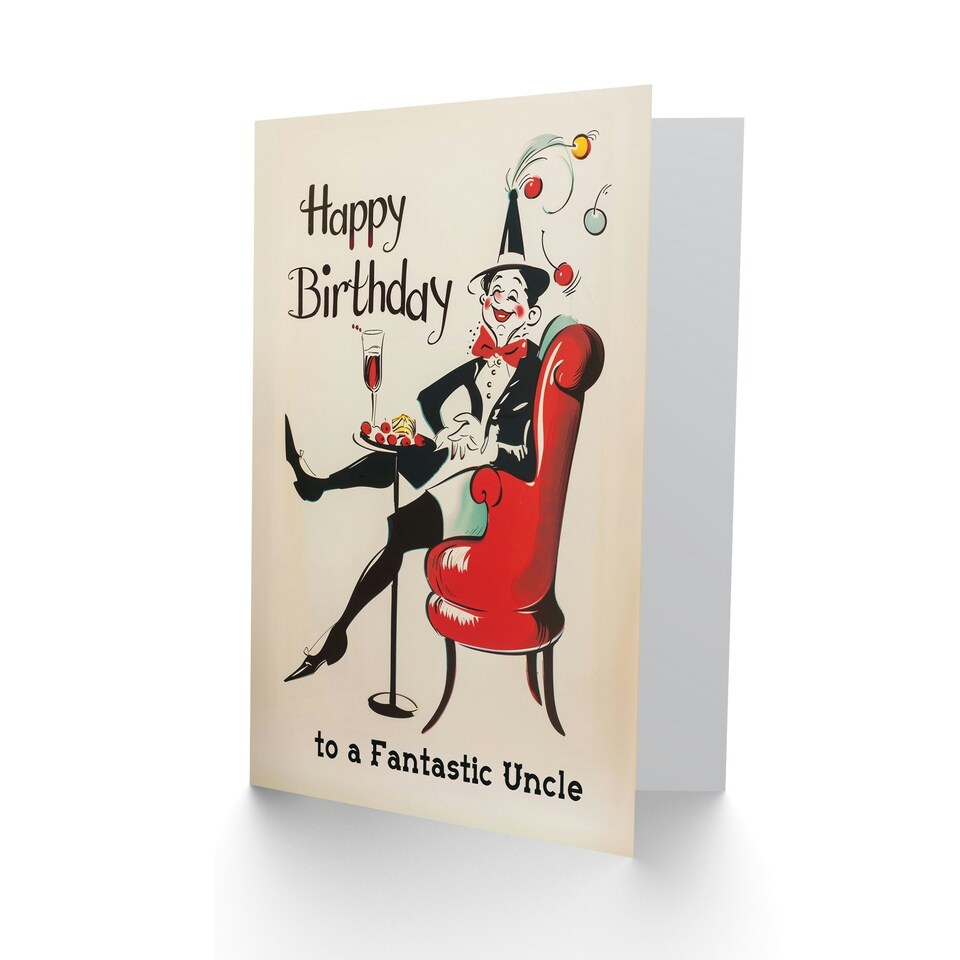 image 1 of Fantastic Laughing French Clown Party Uncle Birthday Card
