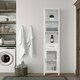 image 2 of Teamson Home Delaney Multi Functional Tall Free Standing Linen Storage Tower with Single Drawer
