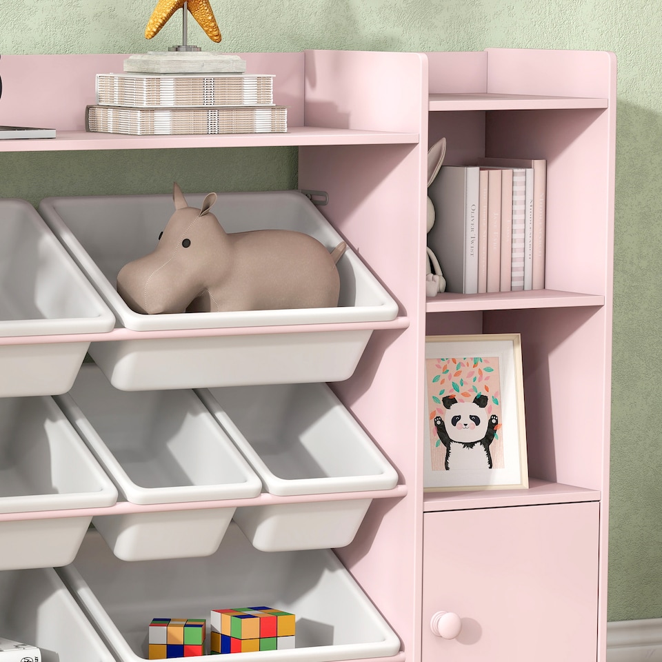 image 1 of AIYAPLAY Kids Toy Storage Organiser with 8 Removable Storage Bins, Pink