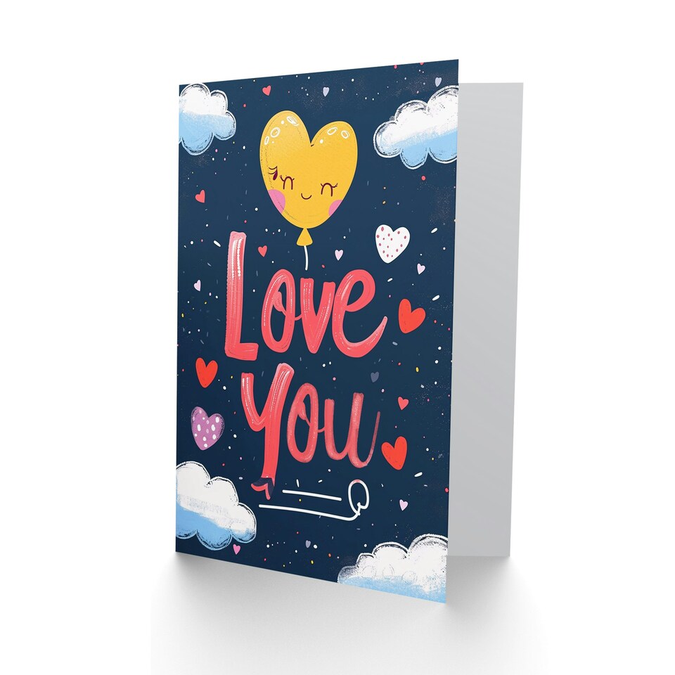 image 1 of Love You Heart Balloon Night Stars Anniversary Valentines Her Wife Card