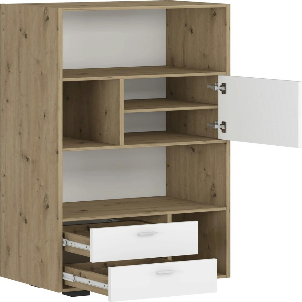 image 1 of Bookcase Kurt White - Artizan Oak (2 boxes) White