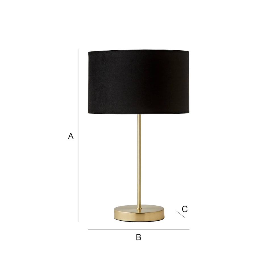 image 1 of ValueLights Charlie Gold Table Lamp Black Velvet Shade and Bulb