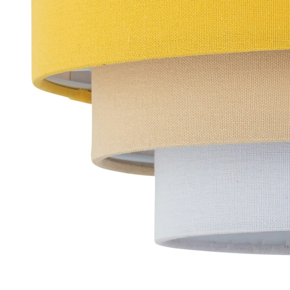 image 1 of First Choice Lighting Set of 2 Gabi Ochre Ombre Linen 3 Tier Ceiling Light Shades Yellow