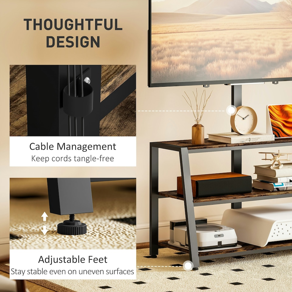 image 1 of HOMCOM TV Stand Cabinet with Swivel Bracket for 32 - 70 Inch TVs | Brown | 1