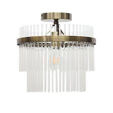 Georgia - Antique Brass with Glass Rods Flush Ceiling Light