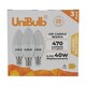 image 2 of UniBulb LED Candle E14 (SES) 470lm 4.2W 3000K (Warm White)  - Pack of 3