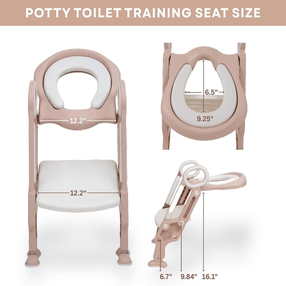 image 1 of Straame Toddler Toilet Ladder Seat - (White-Pink)