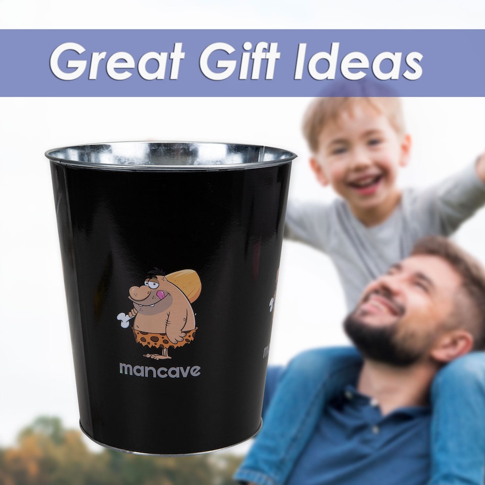 image 1 of PMS Man Cave Waste Bin Best Dad Ever Fathers Day Gift Black