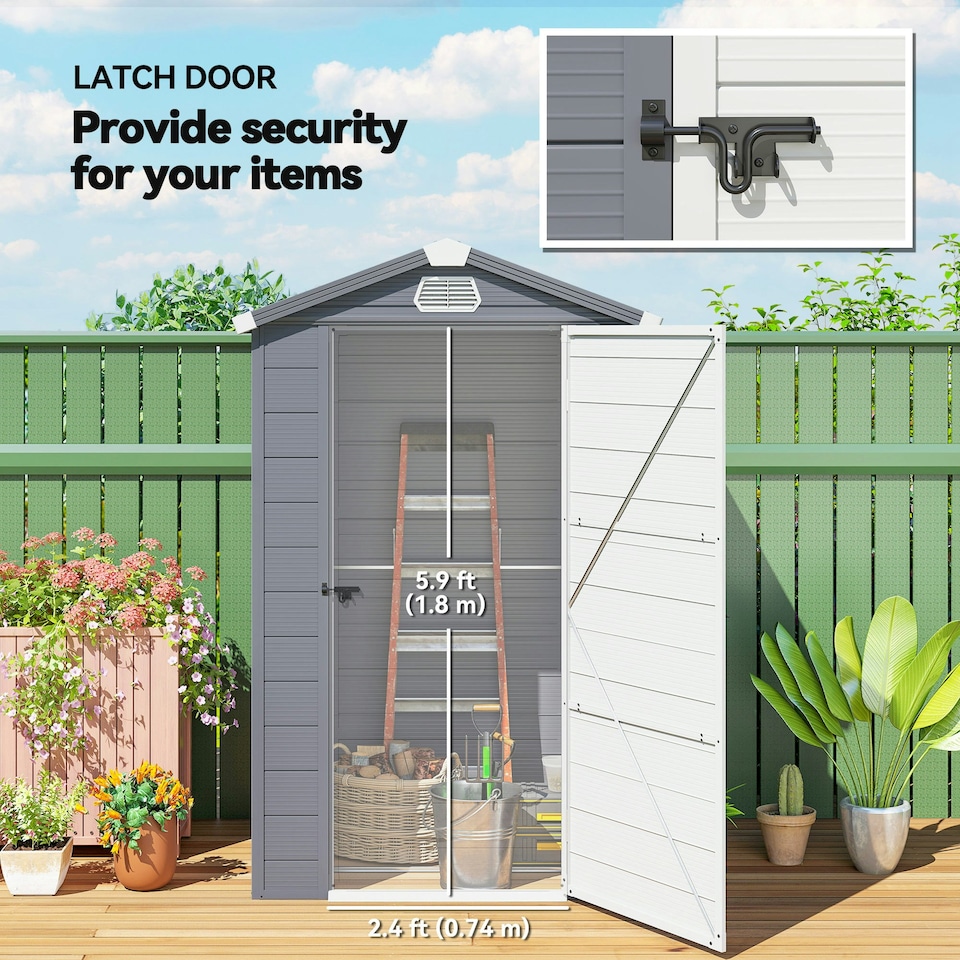 image 1 of Outsunny 4 x 3ft Garden Shed Storage w/ Foundation Kit, Vents, Grey