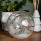 image 6 of 15cm Battery Operated Light up Robin Crackle Glass Ball with 12 Warm White LEDs