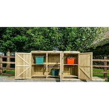 Chatburn 6 Recycle Box Store - Timber - L80.4 x W180.5 x H120 cm - Fits 6 x Recycle Boxes Brown