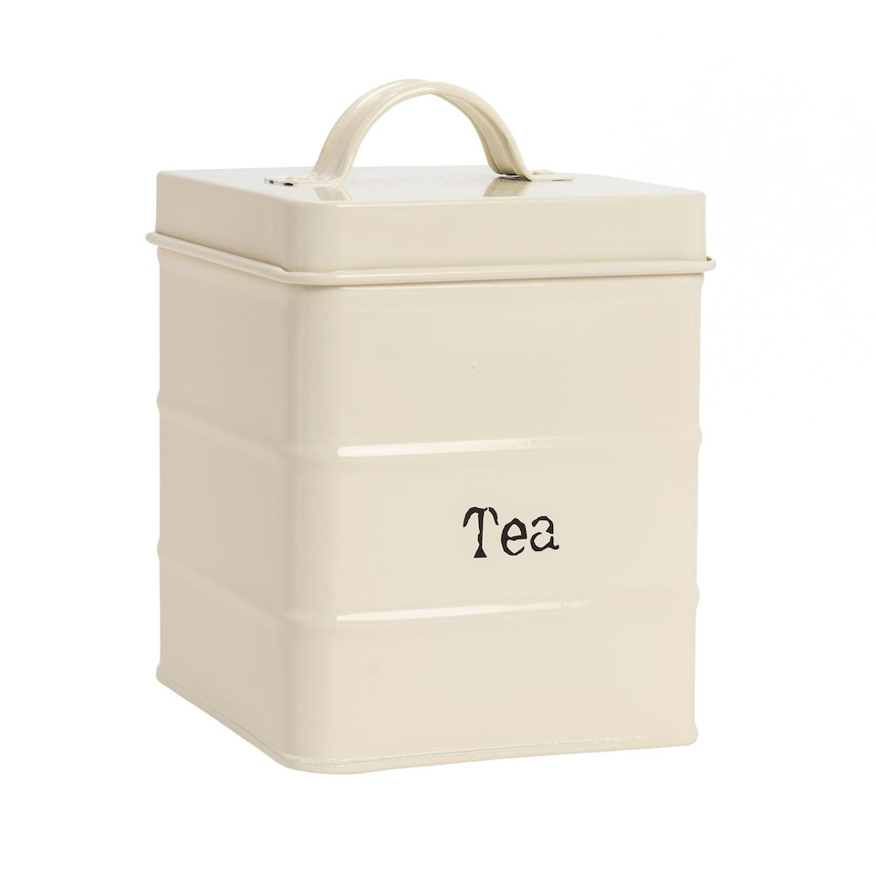 image 1 of Harbour Housewares 4 Piece Cream Vintage Metal Kitchen Canisters Set Utility Storage Utility Containers Storage Box Storage Container