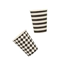Hootyballoo Monochrome Striped and Diamond Paper Cups - Pack of 8