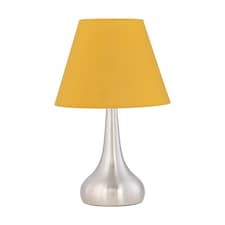 Romana - Brushed Chrome Touch Operated Table Lamp with Ochre Shade | Chrome | Yellow | Medium | 1