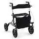 image 1 of COSTWAY Height Adjustable Foldable Rolling Walker with Seat Black
