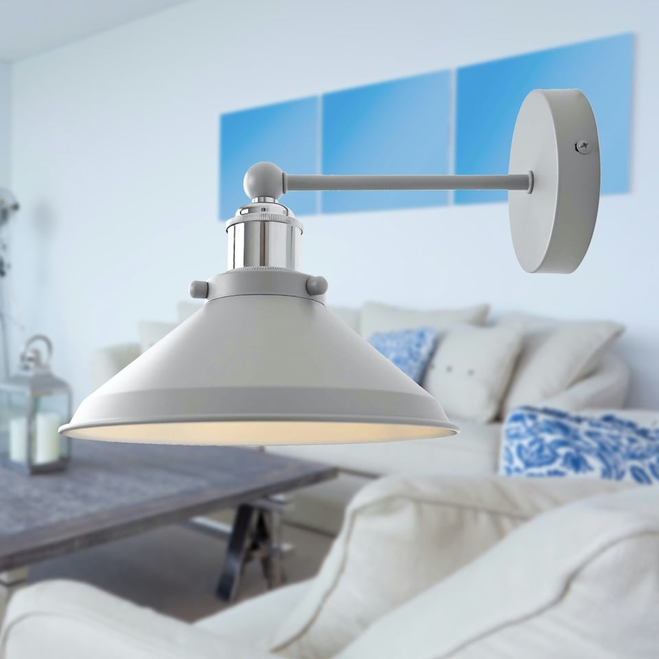 image 1 of First Choice Lighting Maxwell Flint Grey Chrome Wall Light Grey | Chrome