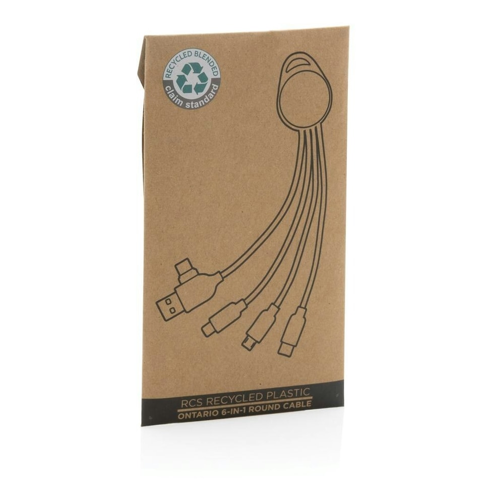 image 1 of XD Collection Ontario Recycled Plastic 6-In-1 USB Cable - White - One Size