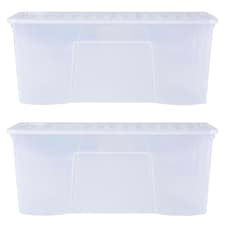 Wham Crystal 2 x 133L Stackable Plastic Storage Boxes with Lids Clear Clear