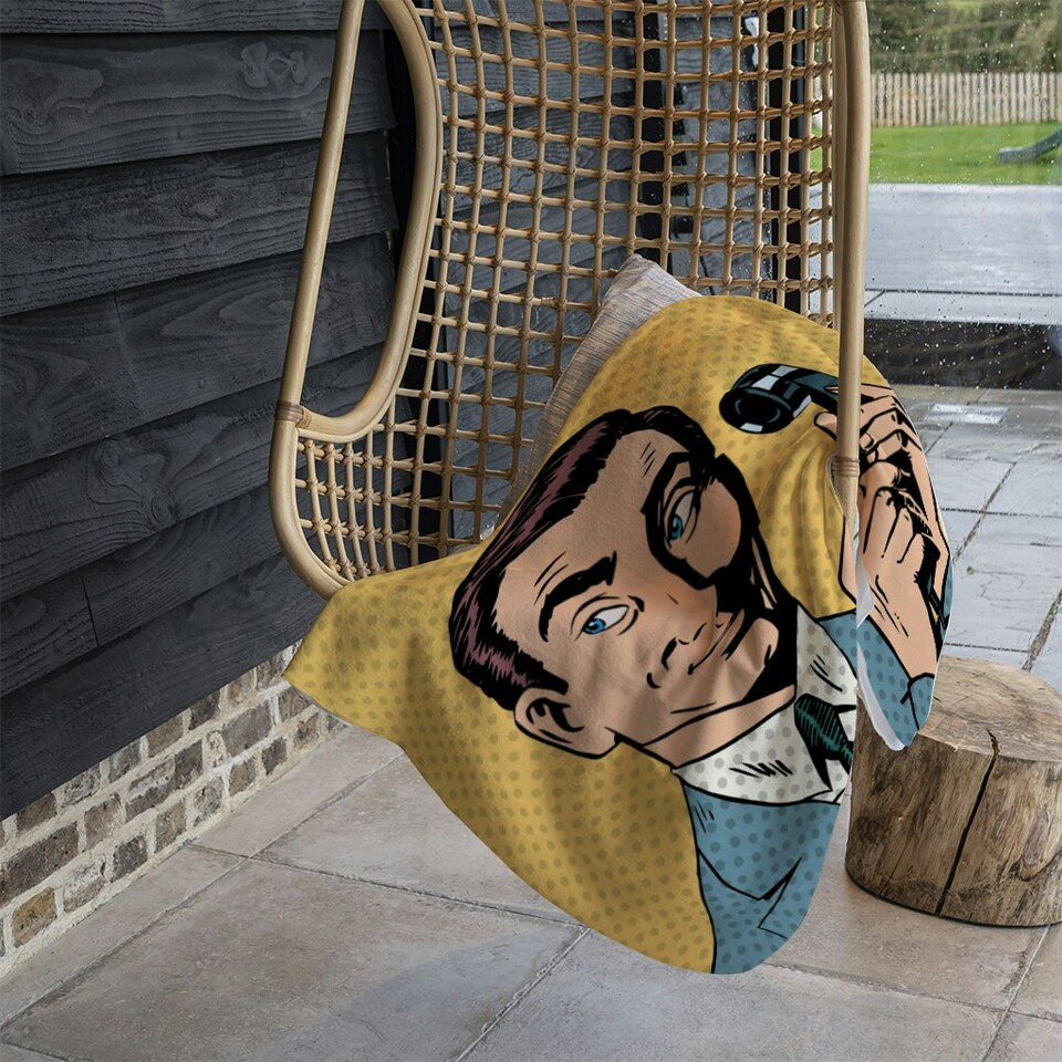 image 1 of Male businessman talking on the phone style pop art retro (Blanket)