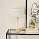 image 2 of ValueLights Maggie Gold Candlestick Table Lamp Grey Shade | Gold