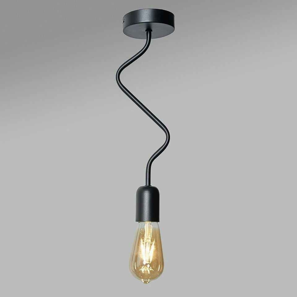 image 1 of ValueLights Industrial Matt Black Ceiling Light Fitting | Black