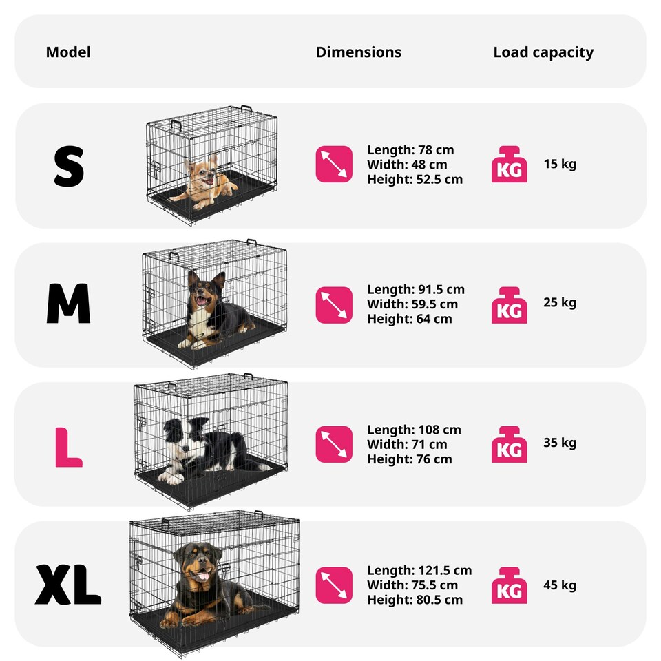 image 1 of Dog Crate Luna - foldable, robust steel mesh, double locked doors - 71x108x76cm