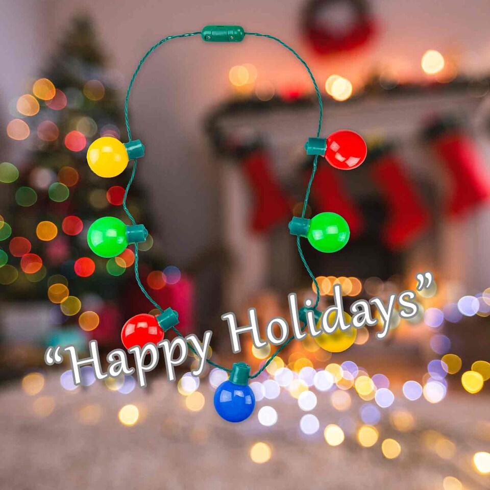 image 1 of PMS Christmas LED Bulb Necklace, One Size, Multicoloured