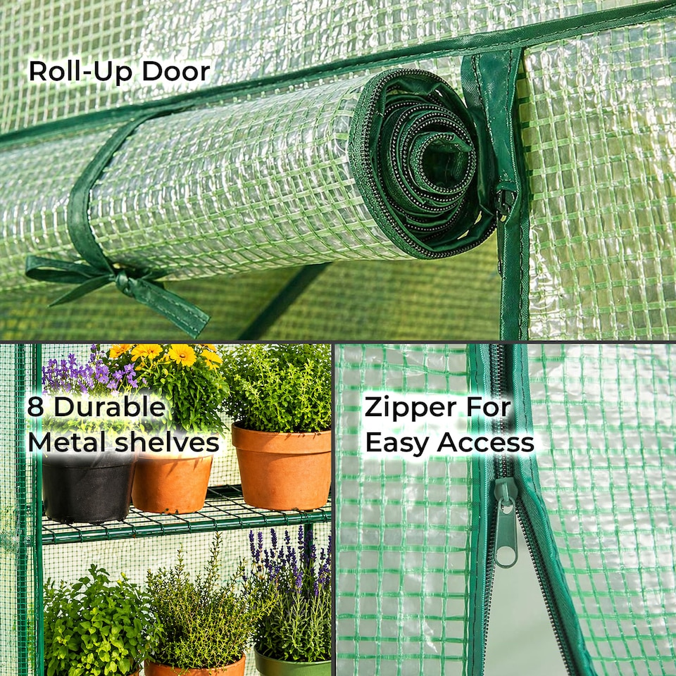 image 1 of 8 Tier Steel Shelving Heavy Duty Outdoor Walk In Garden Greenhouse