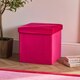 image 1 of OHS Matte Velvet Soft Foldable Cube Footstool Seat Storage Organiser Ottoman Pink | Bright Pink