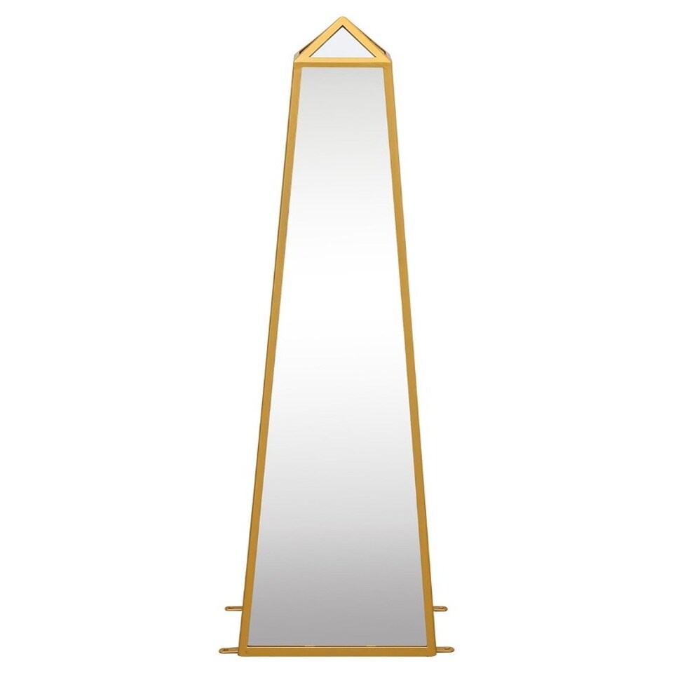 image 1 of The Obelisk - New Gold Metal Edged Mirrored Garden Ornament 47" X 10" X 10" (120CM X 25CM X 25CM) Gold