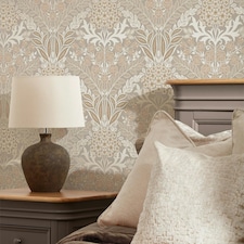 Artist's Garden Wallpaper in Shades of Cream Multi