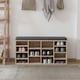 image 7 of HOMCOM Multi-Storage Shoe Rack 14 Compartments Cushion Moving Shelves Home Brown White