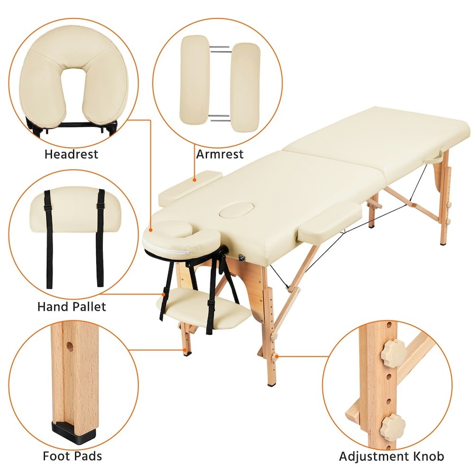 image 1 of Yaheetech 2 Sections Folding Massage Bed with Hand Pallet