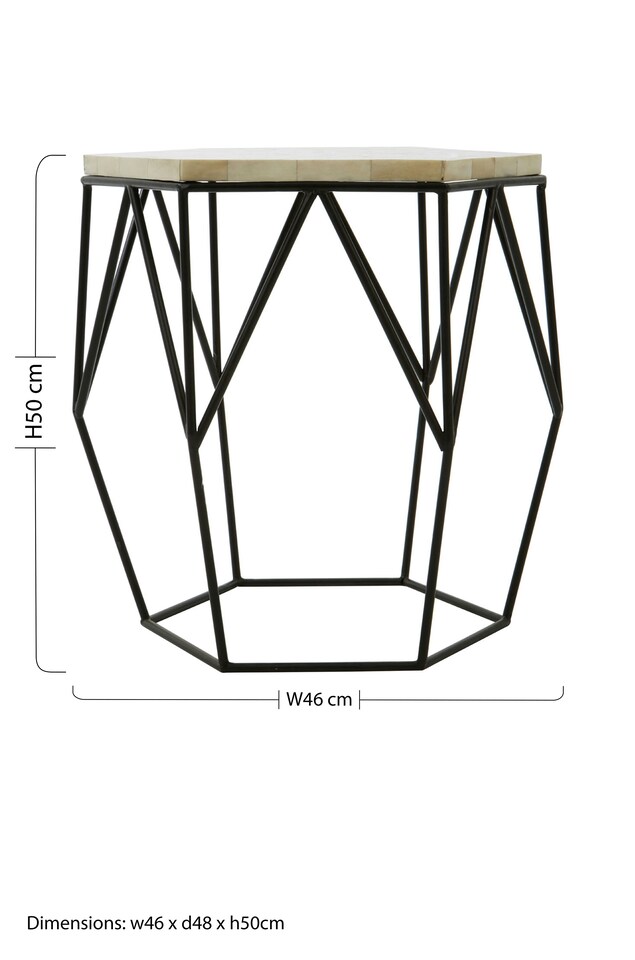 image 1 of Geometric Hexagonal Side Table,Unique Decorative Table,Monochromatic Wireframed Bedside Table,Small Table | Black