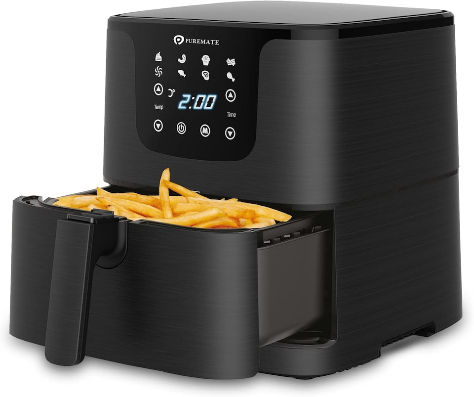 image 1 of 5.5L Digital Air Fryer with Timer and Low Fat Oil Free Black