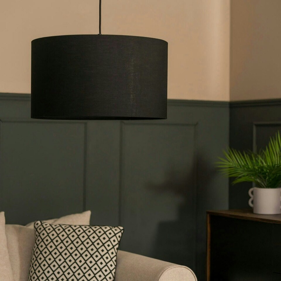 image 1 of ValueLights Reni Black Fabric Large Drum Shade