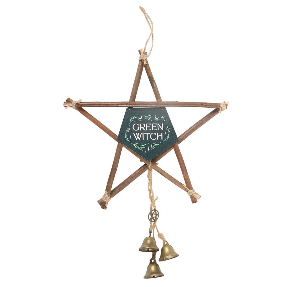 Something Different Green Witch Pentagram Hanging Decoration Green Green/Brown One Size 1