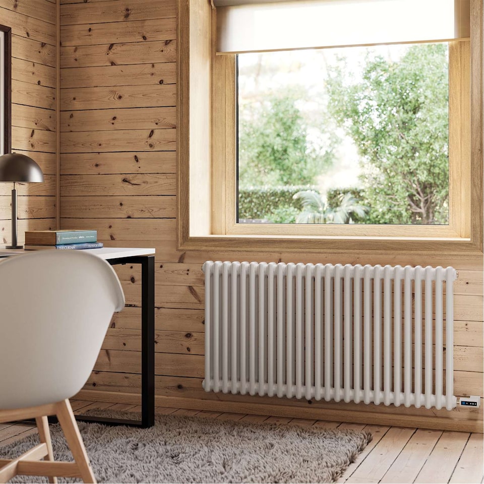 image 1 of Alpha - White Column Electric Radiator H600mm x W1164mm 2 Column 1200w Thermostatic WIFI
