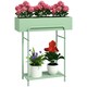 image 1 of Outsunny 2 Tier Plant Stand, Metal Plant Rack with Drain Holes, Green 