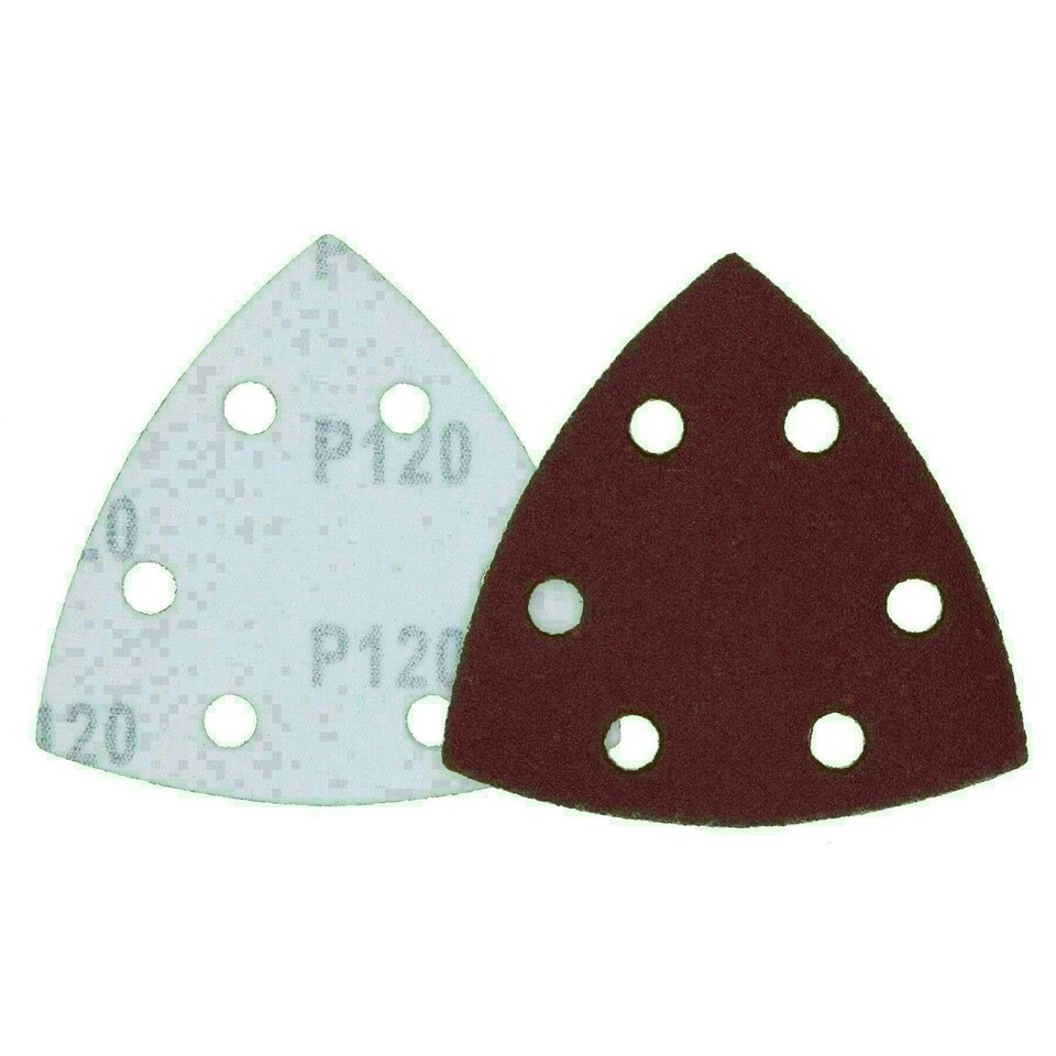 image 1 of 90mm Triangular Sanding Abrasive Discs Pads Hook Loop Backing 120 Grit 250pk
