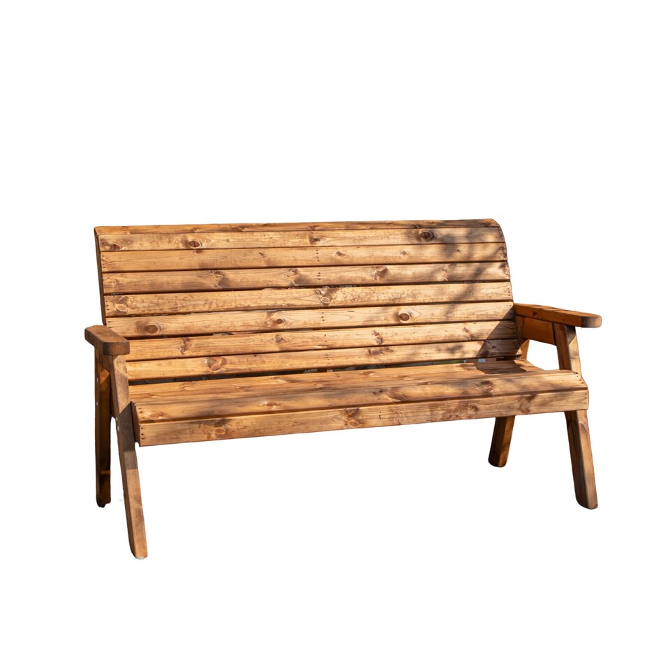 image 1 of Charles Taylor Hand Made Traditional 3 Seater Chunky Rustic Wooden Garden Bench Furniture | Red | Red
