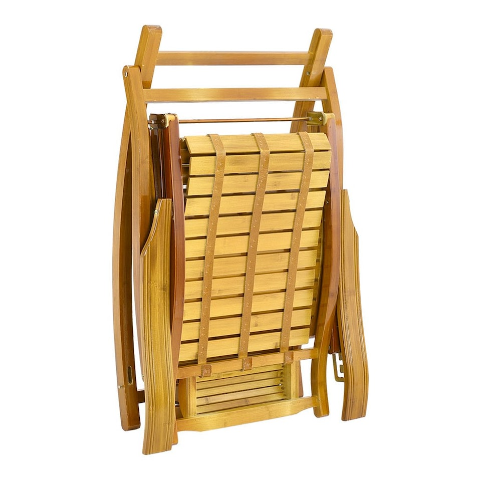 image 1 of Living and Home Bamboo Rocking Chair Foldable Recliner - Natural