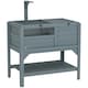 image 1 of PawHut Wooden Tortoise House w/ Run, Shelter, Shelf, Lamp Holder, Grey