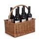 image 3 of Wicker Double Steamed 6 Bottle Carrier Drinks Basket