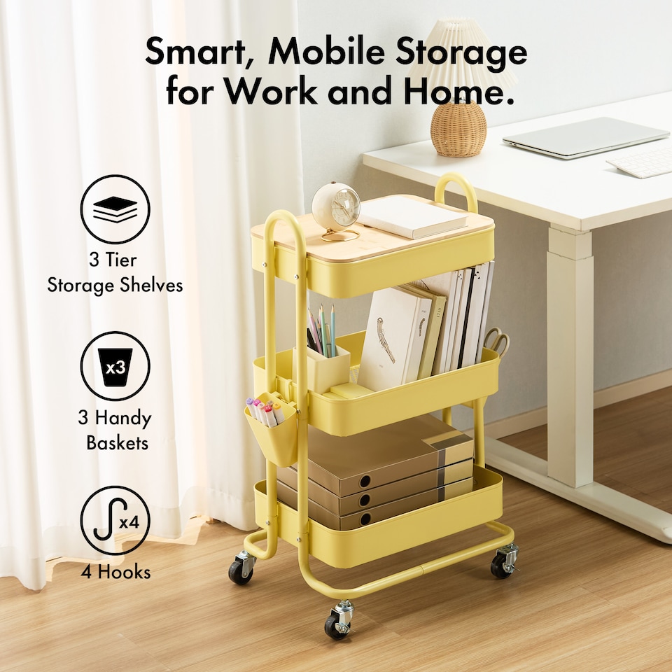 image 1 of Vonhaus Storage Trolley 3 Tier Bathroom & Kitchen Storage