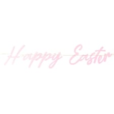 Pink Happy Easter Foil Bunting 150cm Pink