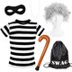 image 1 of Grandma Burglar Costume - Short Sleeve Top, Walking Stick & Accessories Black | 3XL