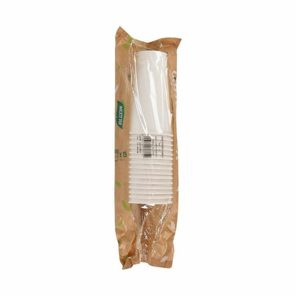 image 1 of Set of glasses Algon Disposable Cardboard White 15 Pieces 450 ml (16 Units) N/A