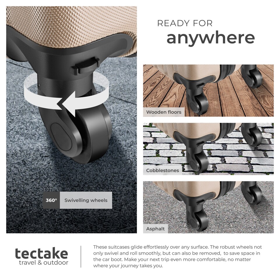 image 1 of Suitcases Set of 3 - scale, luggage tag, lock included, swivel wheels | Cream | champagne | 1