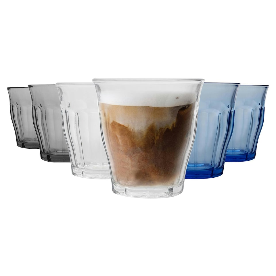 image 1 of Duralex 6 Piece Picardie Drinking Tumbler Glasses Set - 3 Colours - 250ml Multi